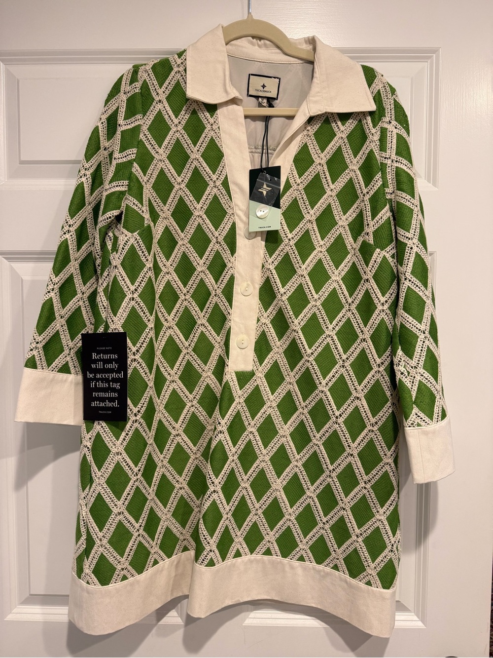 Tuckernuck Kelly Green Crochet Collier Dress Size M NWT